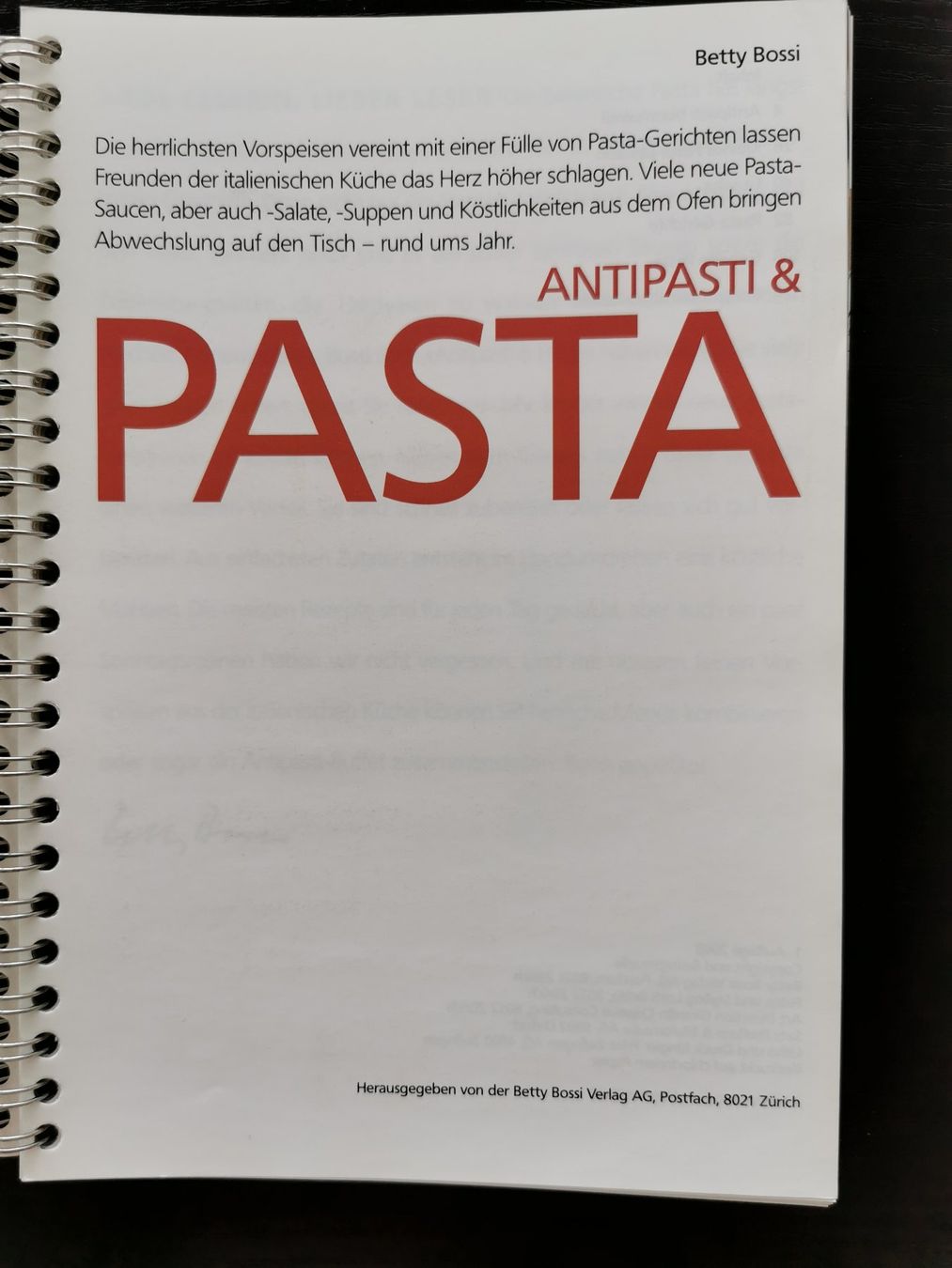 Bücher: Betty Bossi; Antipasti & Pasta – Gebraucht aus Boniswil von Totomat-Lady2 1
