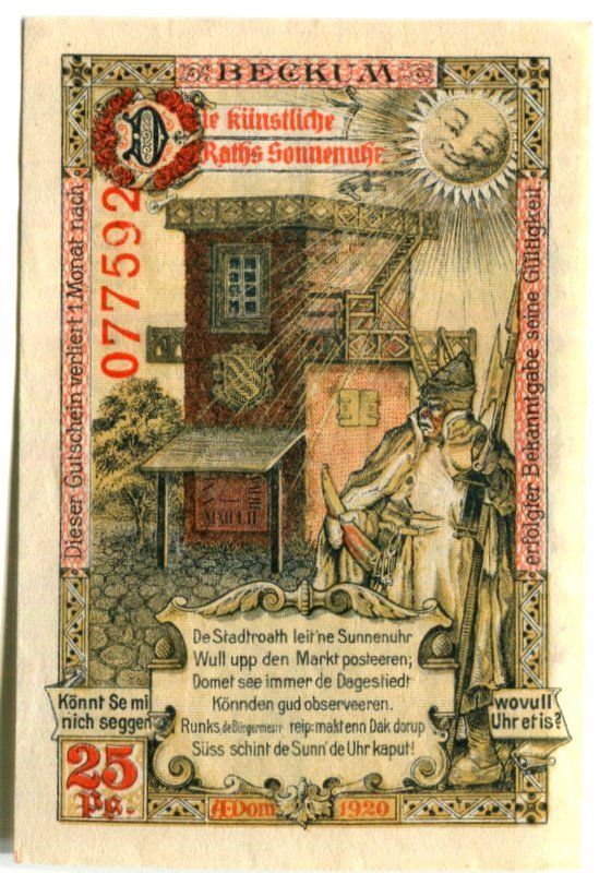 Banconote: Notgeld "25 Pfennig. Beckum 1920". – Usato da Basel venduto da Butsch5 1