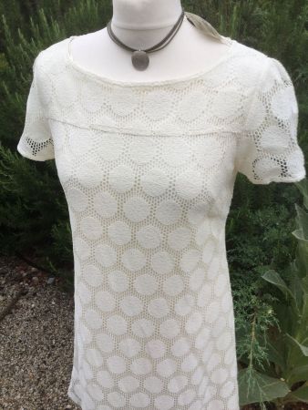 Robe écru motif vintage H&M, taille 38, NEUF