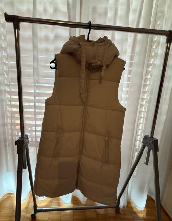 Gilet imbottito donna beige con cappuccio taglia M nuovo