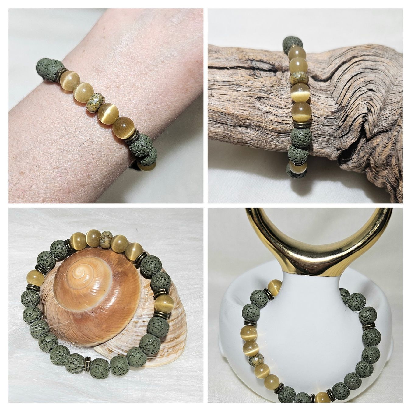 Armbänder & -reifen: olive Lavastein Mix-Armk. - Spendenaktion – Neu (gemäss Beschreibung) aus Unterkulm von Nachtigall