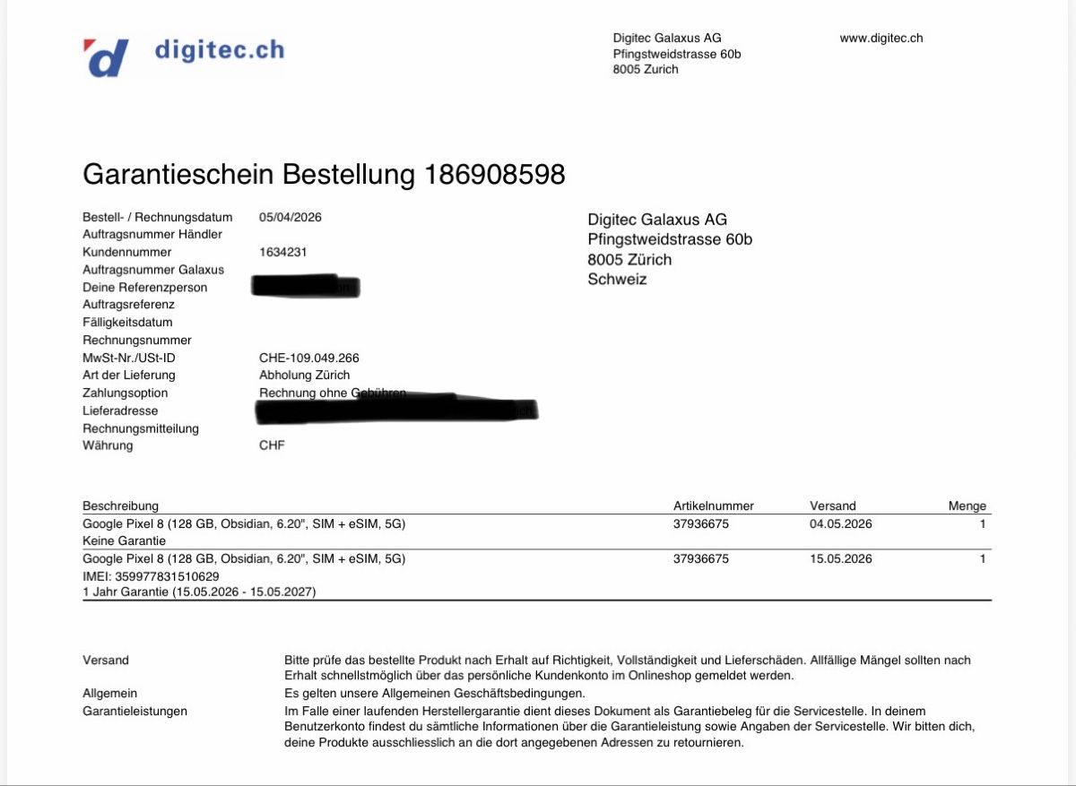 Google Telefoni cellulari / Smartphones: Google Pixel 8 5G 128GB Obsidian (New) – Nuovo e nell'imballaggio originale da Zürich venduto da matt.d.h 3