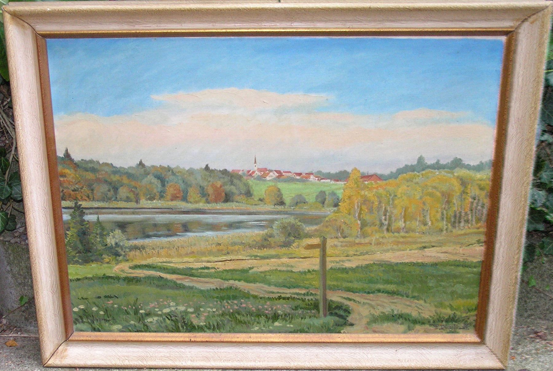 Gemälde: Oelbild Leinwand Paul Diesslin Ortsbild See – Gebraucht aus Frauenfeld von Astra13 6