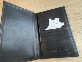 Cornercard Echtleder Portemonnaie Schwarz Geldbörs