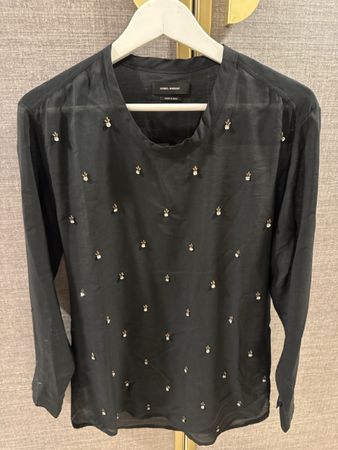 Blouse Isabel Marant noir avec strass brodés 