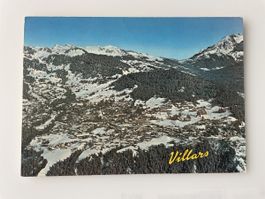 Vintage Postkarte Villars Winter Schweizer Alpen 1982 franki