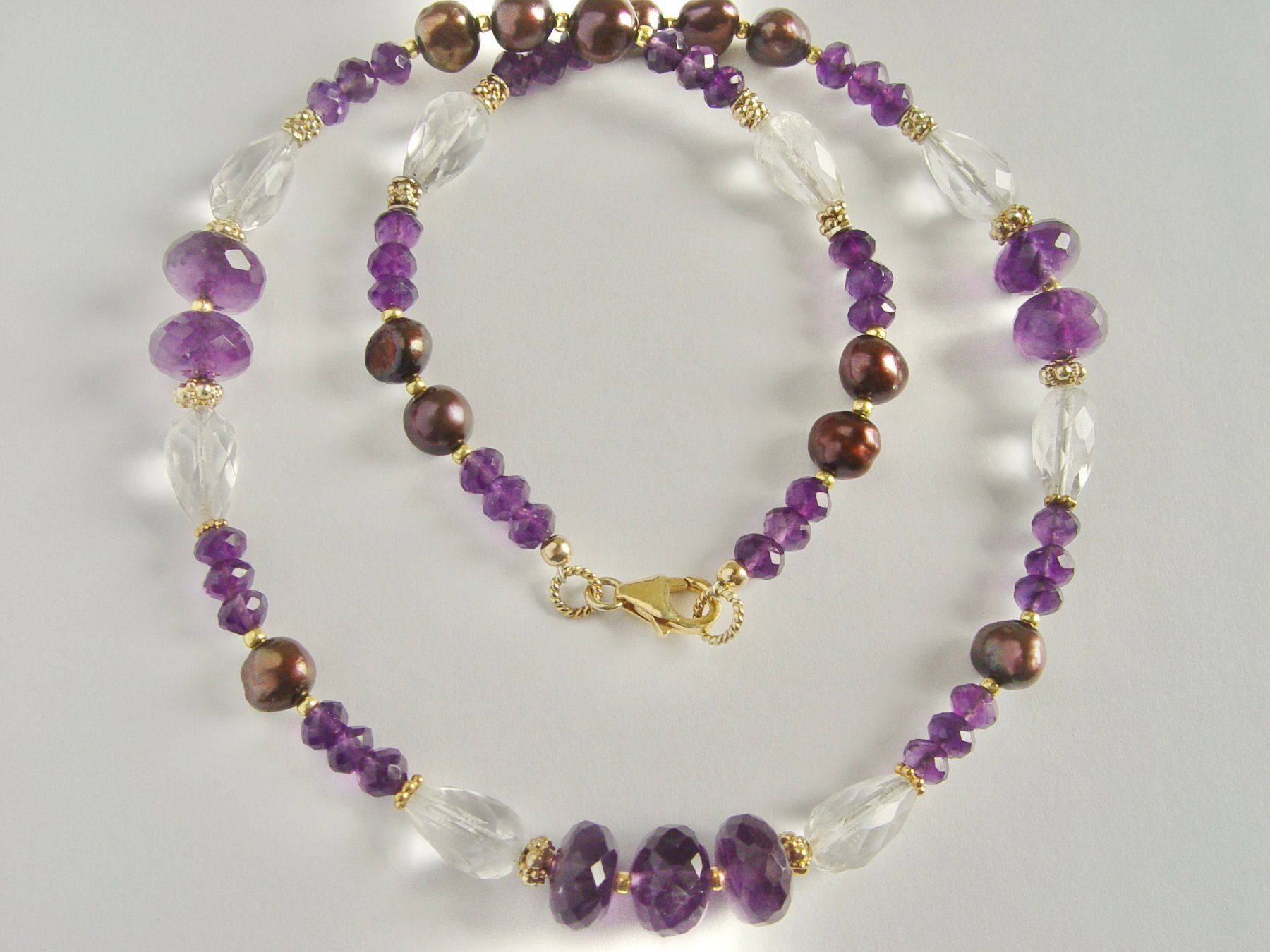 Olga Ribler Catenine: Collier Amethyst, Perlen, Bergkristall, Silber vergoldet – Usato da Henggart venduto da gernli 2