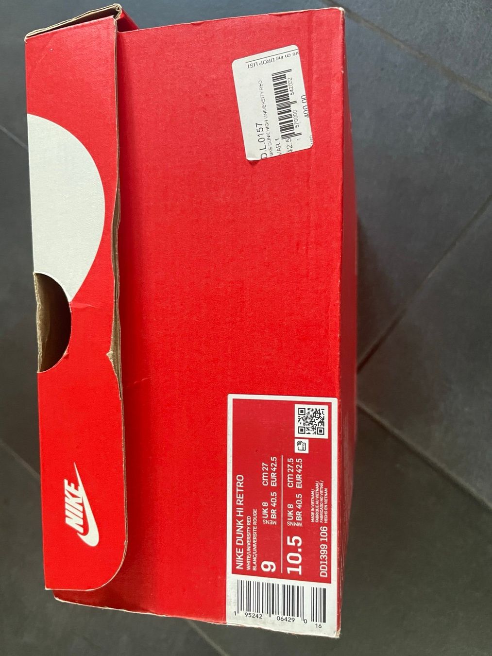 Nike Scarpe da uomo: Nike Dunk High Retro White / University Red Gr. 42.5 – Nuovo (secondo la descrizione) da Bonstetten venduto da thomaszh01 6