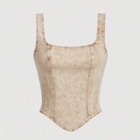 Women's Tan and Brown Crop-top
