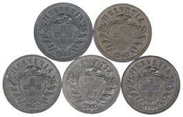 Komplettes 2 Rappen Zink-Lot 1942-1946 (um vorzüglich)