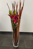 Bodenvase aus Glas inkl. künstliche Pflanzen (3 Lilien)