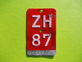 Velonummer / Fahrradnummer ZH 87