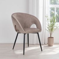 Beigefarbene Samt Essstühle, taktile Eleganz und Komfort