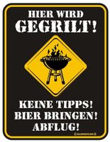 Blechschild - Hier wird gegrillt!