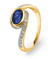 Saphirring 18 K Gelbgold mit Diamanten