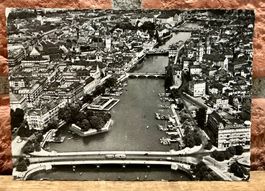1957 - Quaibrücke mit Blick auf die Limmat - Flugaufnahme
