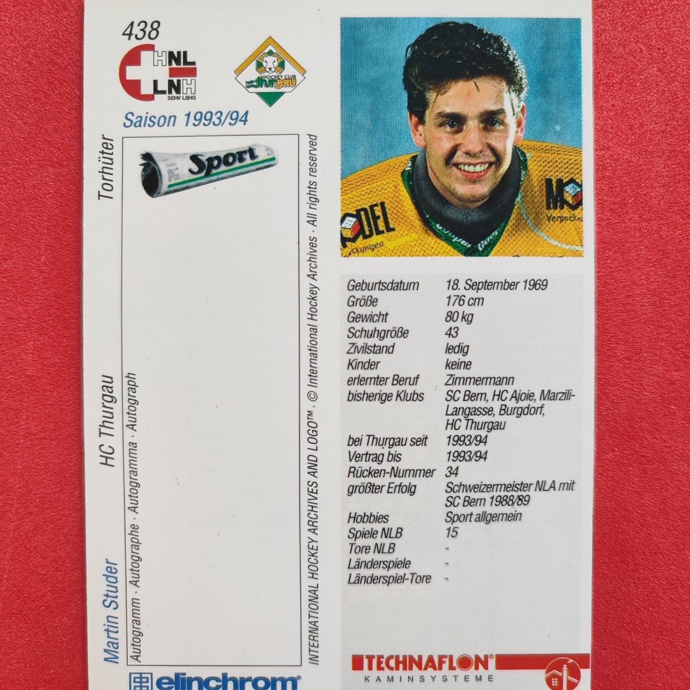 Carte collezionabili: Martin Studer - HC THURGAU - 1993/94 – Usato da Dübendorf venduto da kb86_MOVIE 1