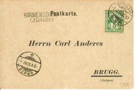 PK - Ambulant - Stabstempel Birmensdorf - Brugg 1907