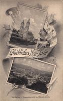 St. Gallen - Neujahrskarte. Generalansicht und Klosterkirche