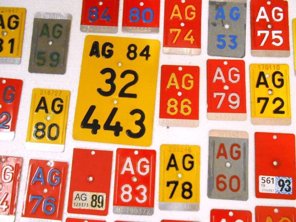 Aargau AG 37 verschiedene Nummernschilder Velonummern Mofa (Gebraucht ...
