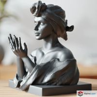 Elegant Girl in Turban Bust Sculpture - 3D Printed