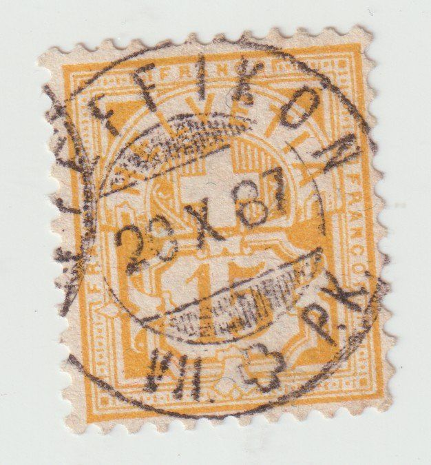 Tutti i francobolli: Type Chiffre 15 Centimes Pfeffikon ? – Usato da Biel/Bienne venduto da Destockweb