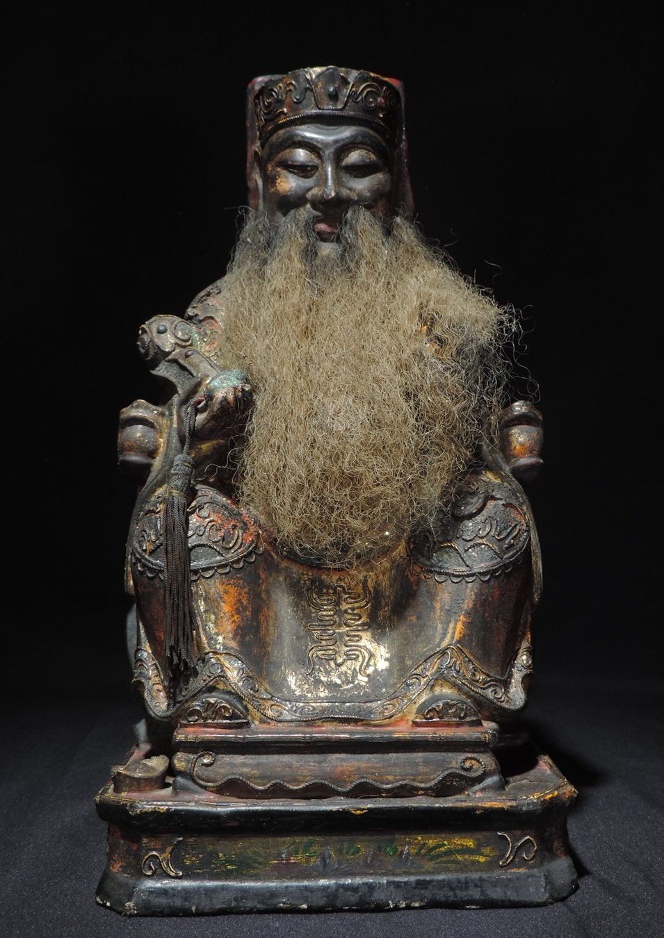 Skulpturen & Statuen: alte, chinesische Ahnenfigur, mit Bart, Holzschnitzerei – Gebraucht aus Duggingen von roterbambus