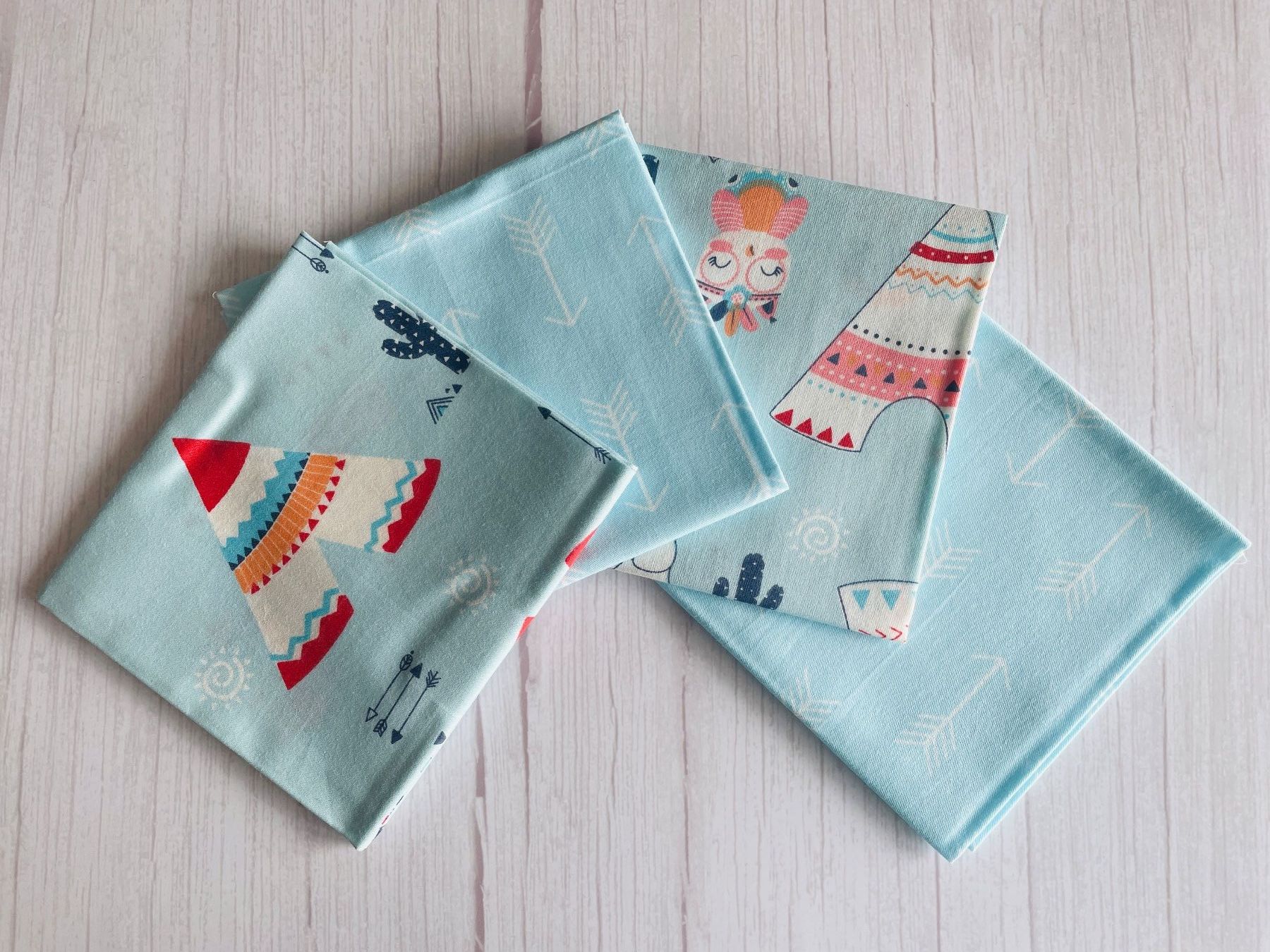 Tessuti: 4 Fat quarter/Coupons patchwork & couture - Indiens bleus – Nuovo e nell'imballaggio originale da Gland venduto da san_xz5j