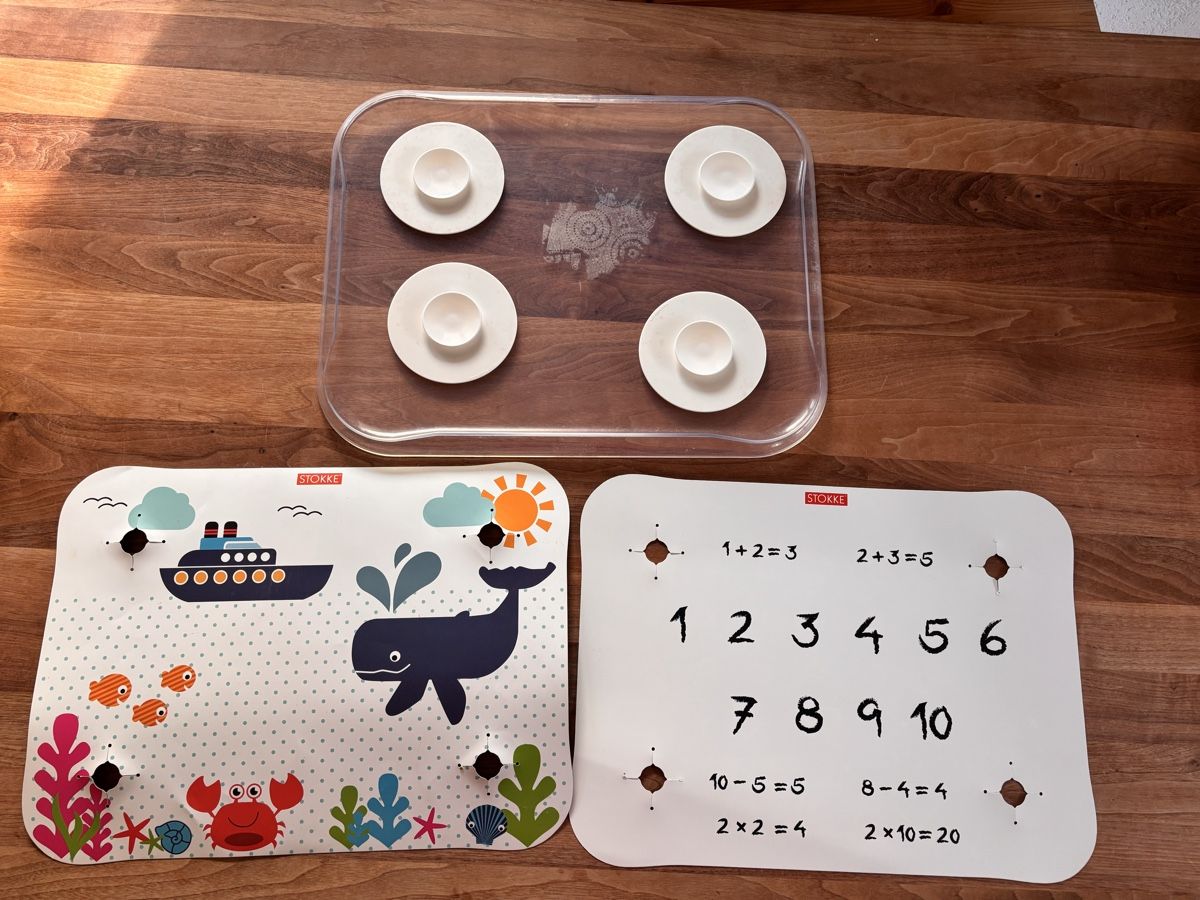 Set di tavolo e panche: Table Top von Stokke / Tischschutz – Usato da Frauenfeld venduto da Koelbener 1