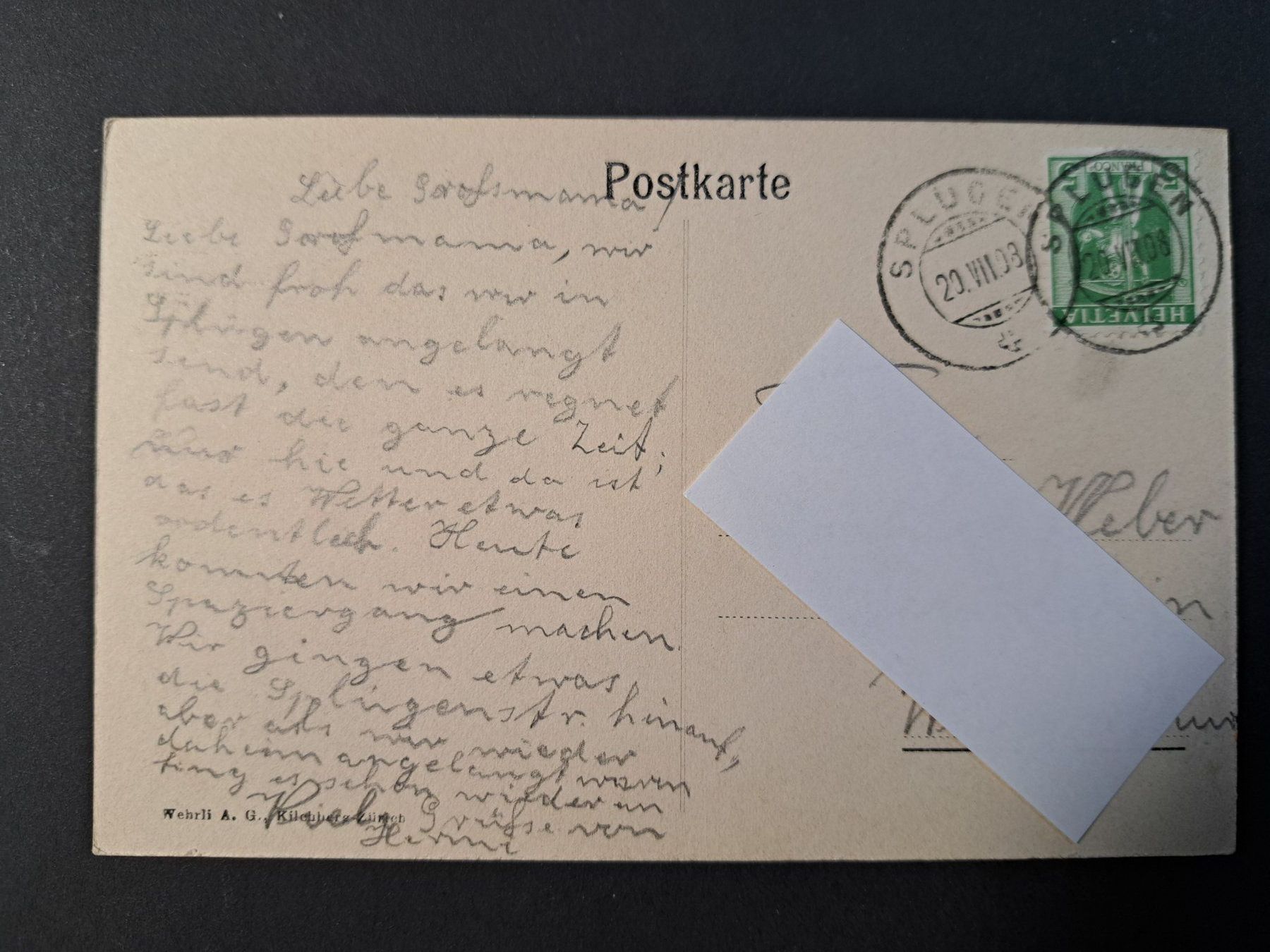 Cartoline postali: Splügen mit Tobel – Usato da Kirchberg BE venduto da Soldino 1