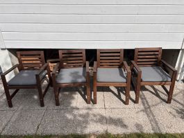 4 Chaises de jardin à accoudoir en bois  ÄPPLARÖ IKEA 