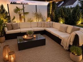 Garten Sitzgruppe Rattanoptik mit Glas-Tisch gebraucht