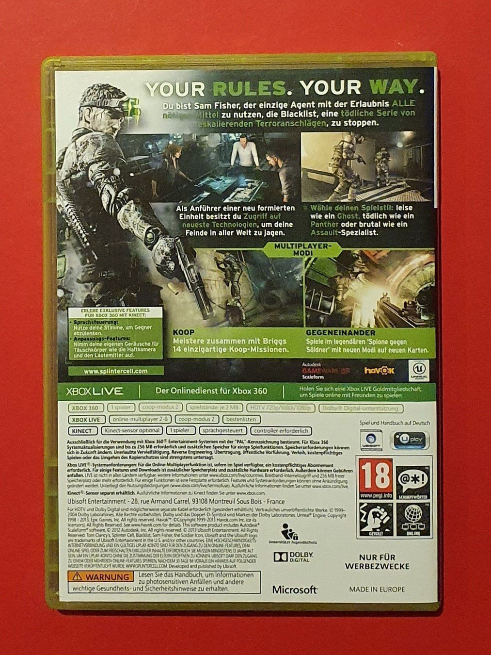 Microsoft Giochi: Microsoft XBOX 360 Game (XB360) Splinter Cell - Blacklist – Usato da Illnau venduto da BoFrost 2