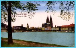 Köln am Rhein mit Dom 1922 Coloriert