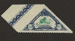 1925 3B einseitig ungezähnt mit Bogenrand Vignette 50 Cts