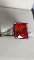 Bague en Argent 925 - Éclatante Gemme Rouge-Orangé !