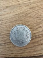 Schweizer 5 Franken Münze 1951 B guter Erhaltungszustand
