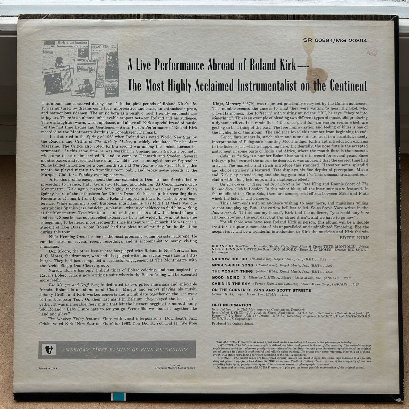 Dischi in vinile: Roland Kirk "Kirk in Copenhagen" – Usato da Lausanne venduto da Pask1 1