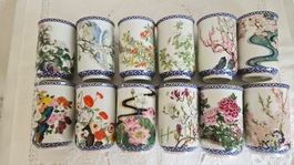 12x Teetasse FRANKLIN MINT Kinuko Yamabe 1981 Japan