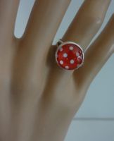 NEUER Fingerring rot-weiss Polka dot Einheitsgrösse - 80611
