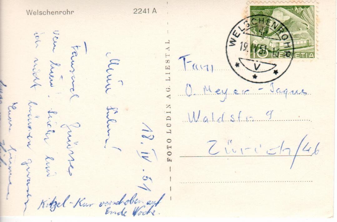 Ansichtskarten: Welschenrohr 1951 – Gebraucht aus Wolhusen von Curver9 1