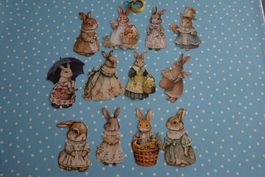 Hasen Girlande 12 Beatrix Potter Figuren Ostern Deko NEU