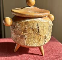 Kleiner, antiker Kessel aus Holz und Rinde, sehr selten
