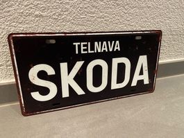 SKODA Auto Marke Vintage Zinn Zeichen Lizenz Platte !