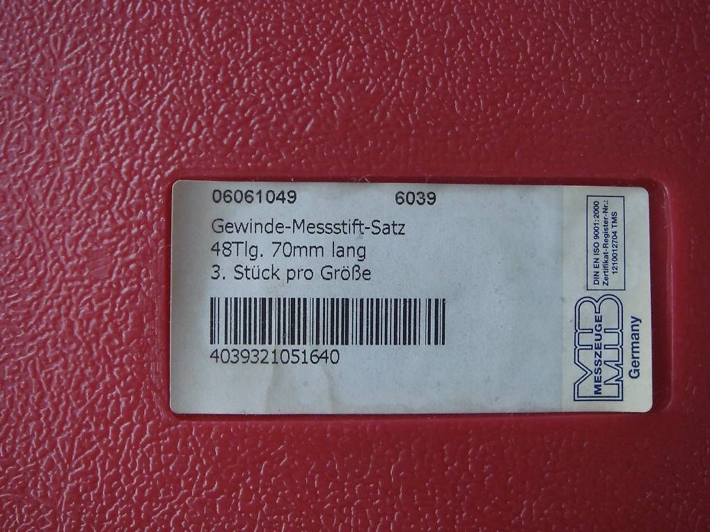 Tutti gli attrezzi: Gewinde Messstift Satz, 48 Teilig MIB – Usato da Walzenhausen venduto da nobelsales 1