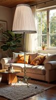 Antike Stehlampe Messing mit Lampenschirm
