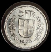 Rar Silber 5 Franken 1952 Schweiz Stgl!