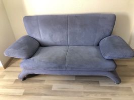 Sofa 2-Sitzer Stoff blau gepolstert sehr guter Zustand