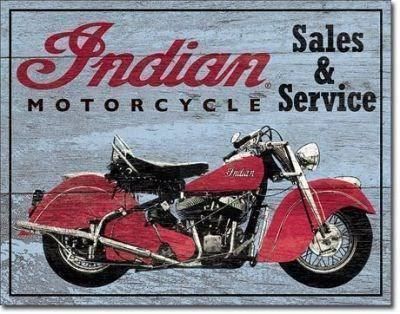 Schilder: Blechschild - Indian Parts & Service - woodstyle – Neu und originalverpackt aus Ennetbürgen von open24shop