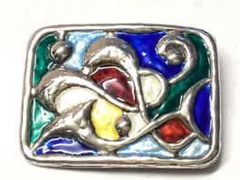 Original Brosche 925 Silber, Emaille Øystein Balle Norwegen